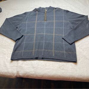 Alex Cannon 1/4 Zip 100% Cotton Long Sleeve Knit Sweater Size Large
